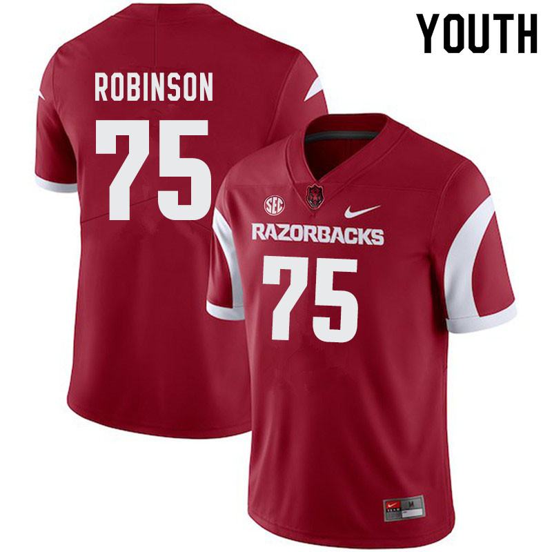 Youth #75 Silas Robinson Arkansas Razorbacks College Football Jerseys-Cardinal